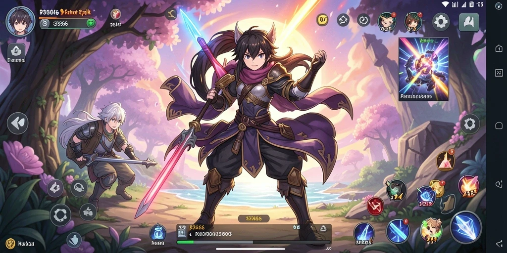 Screenshot gameplay 333666 menampilkan karakter anime dalam pertempuran epik.