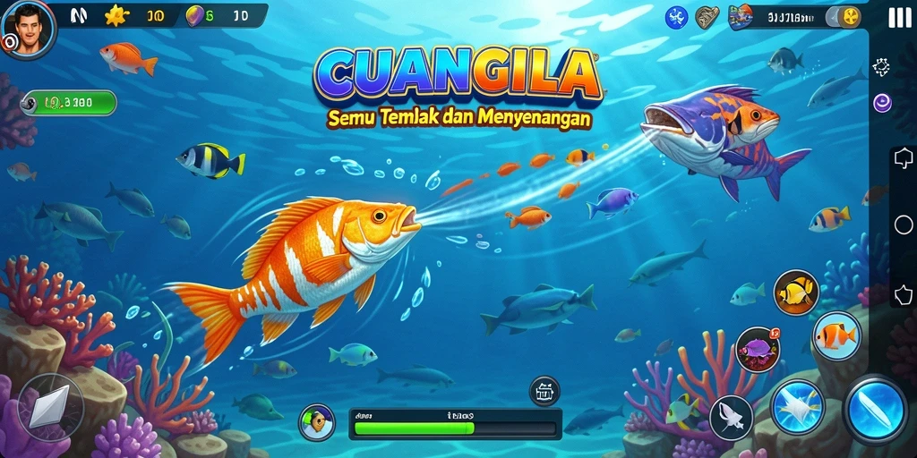 Screenshot CUANGILA menampilkan serunya menembak ikan di lautan.
