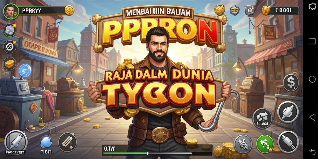 Tampilan gameplay PPRRYY yang menggambarkan pengelolaan bisnis Tycoon.